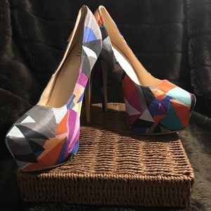 Shi Maniac Retro Multi Color Platform Heel